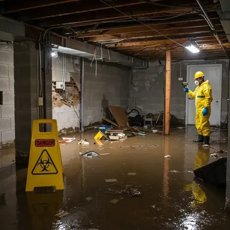 Flooded Basement Electrical Hazard in Belville, NC Property