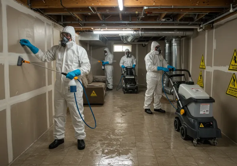 Basement Moisture Removal and Structural Drying process in Belville, NC